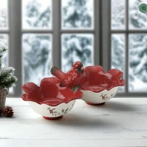Red and White Bird Shaped Bowls